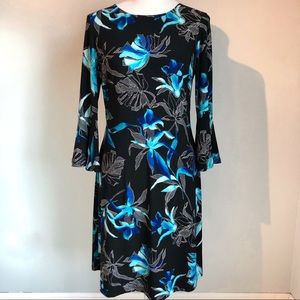 Tommy Hilfiger Black Floral Flounce Sleeve Dress, size 8